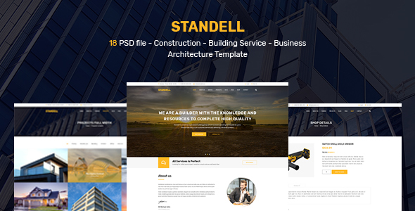 Standell | Multipurpose Construction PSD Template - Corporate PSD Templates