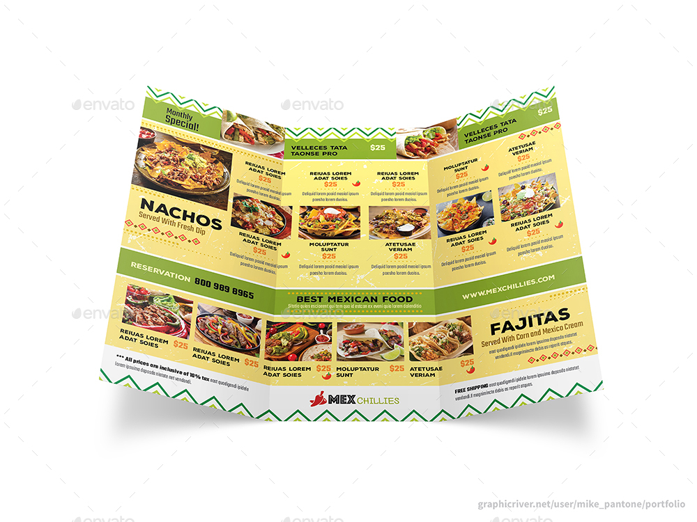 Mexican Restaurant Trifold Menu 2 by Mike_pantone | GraphicRiver