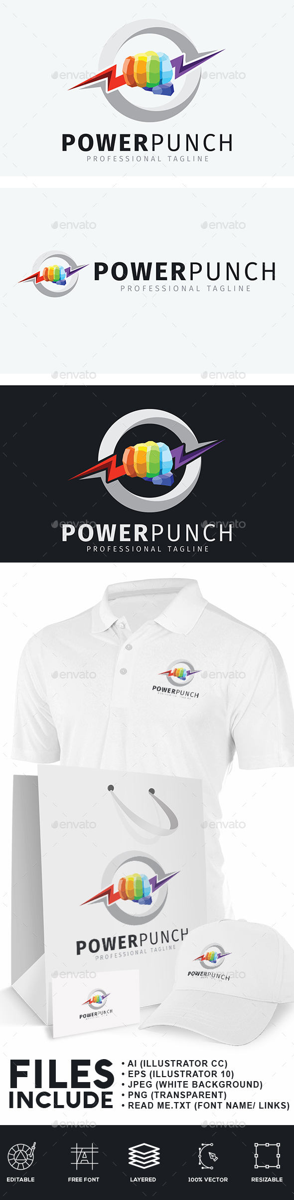 Power Punch Logo - Humans Logo Templates