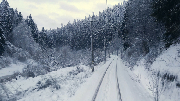 Train In Winter Scene