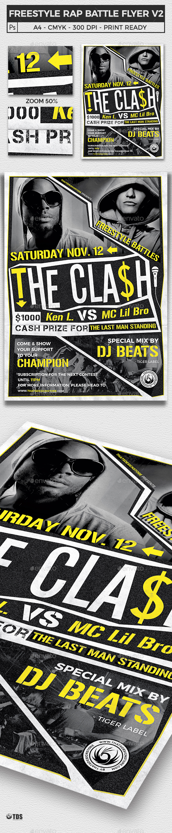 Freestyle Rap Battle Flyer Template V2 - Clubs & Parties Events