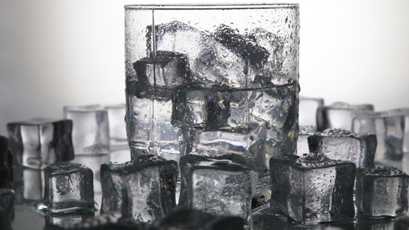 Ice Cubes for Drinks in a Glass of Water