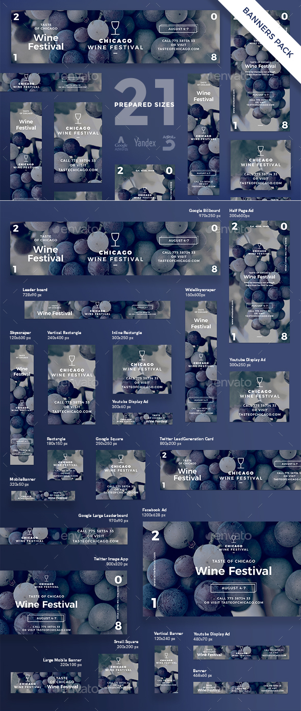 Wine Festival Banner Pack - Banners & Ads Web Elements