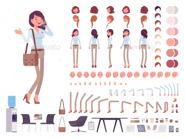 Casual Woman Character Creation Set - People Characters