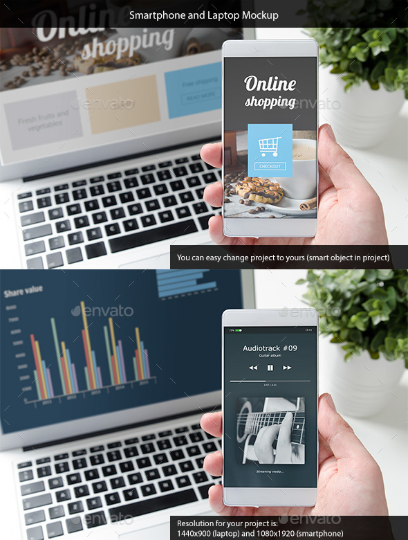 Smartphone and Laptop Mockup - Multiple Displays
