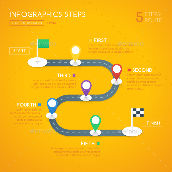 Milestone Infographics - 5 Steps - Infographics