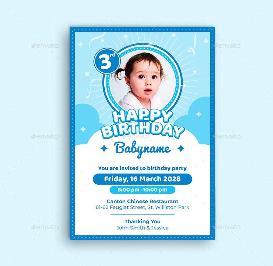 Kids Birthday Invitation Card, Print Templates | GraphicRiver