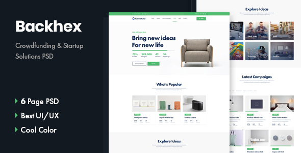 Backhex - StartupCrowdfunding - ThemeForest 21562459