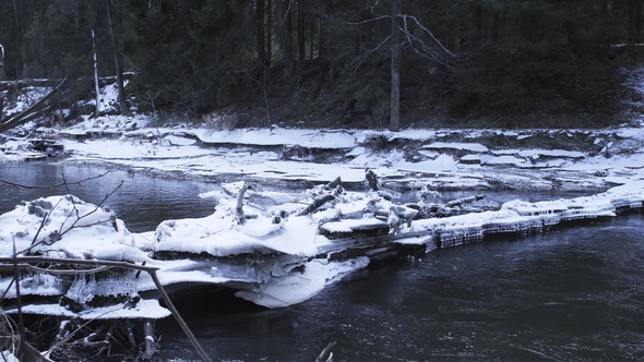 Beautiful Ice Blocks Blocked the River