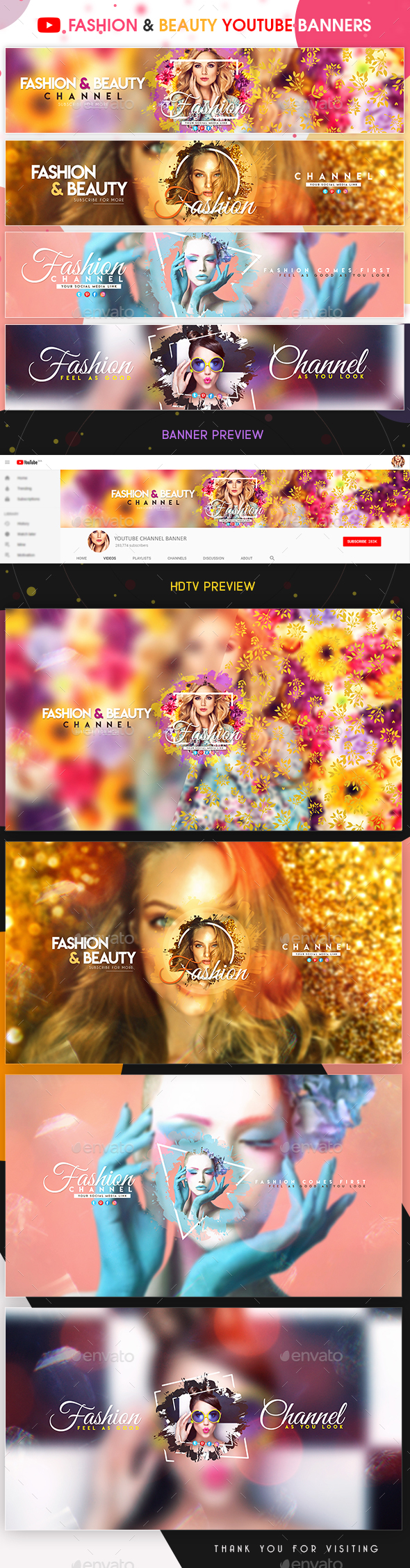 Fashion & Beauty YouTube Banners - YouTube Social Media