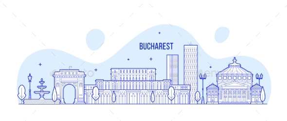 Bucharest Skyline Romania City Buildings Vector - Buildings Objects