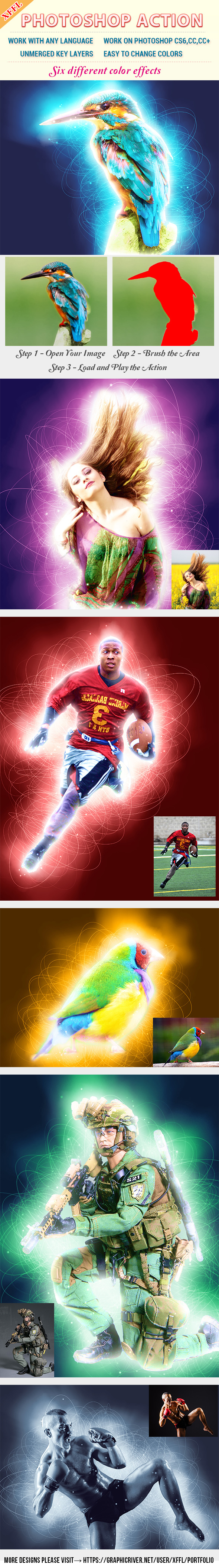 Glowing Edges Effect Photoshop Action - Photo Effects Actions
