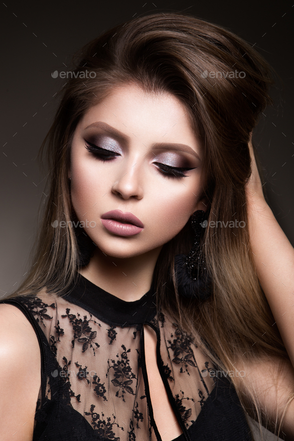 Beauty Woman face Portrait. Beautiful model Girl with Perfect Fresh Clean Skin - Stock Photo - Images