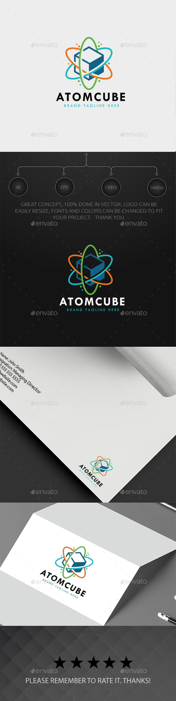 Atomic Cube Logo - Abstract Logo Templates