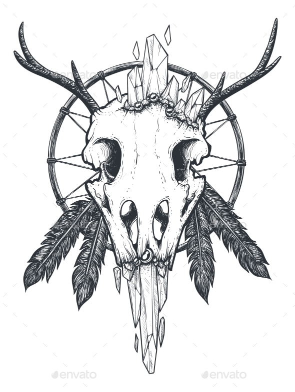 Crow Skull Totem - Animals Characters