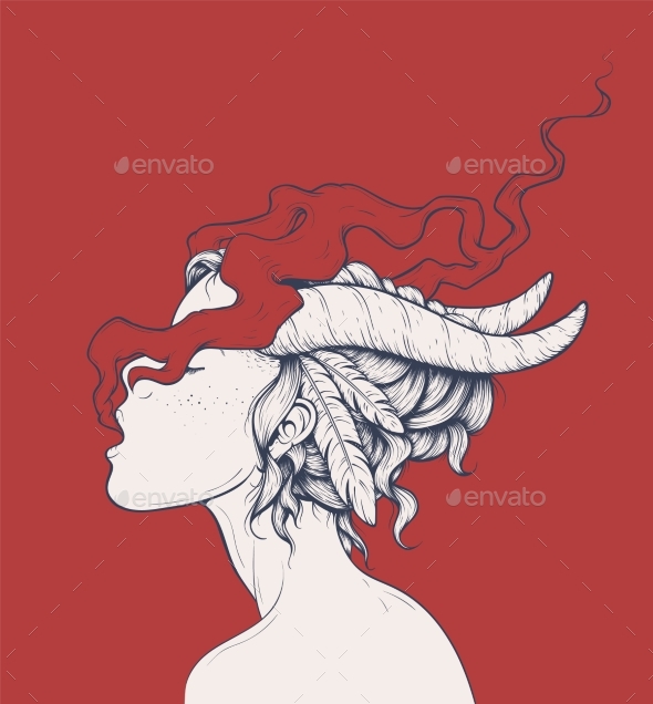 Smoking Girl Illustration - Miscellaneous Vectors