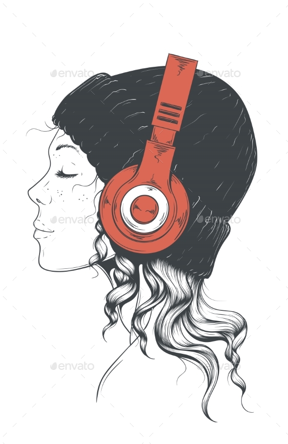 Girl in Headphones - People Characters