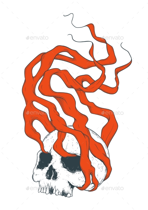 Smoking Skull Illustration - Miscellaneous Vectors
