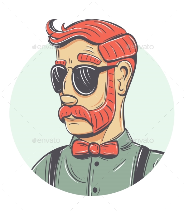 Vector Hipster Portrait - People Characters