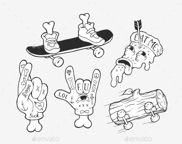 Strange Skater Stickers - Miscellaneous Vectors