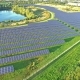 Aerial Shot of Solar Power Plant with Beautiful Lake  - VideoHive Item for Sale