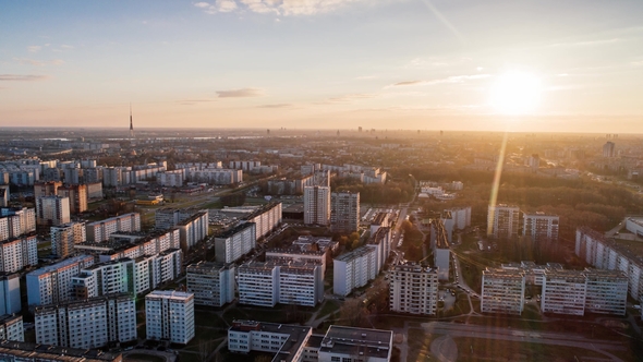 Riga City  Sunrise Buildings Living Houses