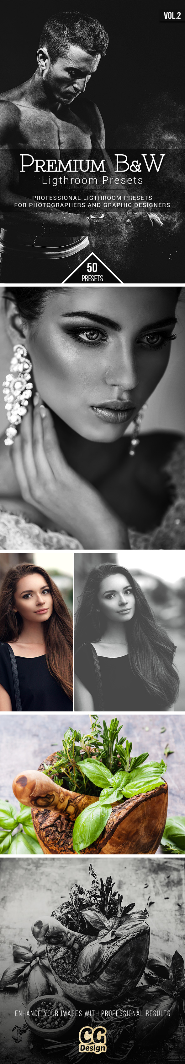Premium B&W Vol.2 - 50 Lightroom Presets - Lightroom Presets Add-ons