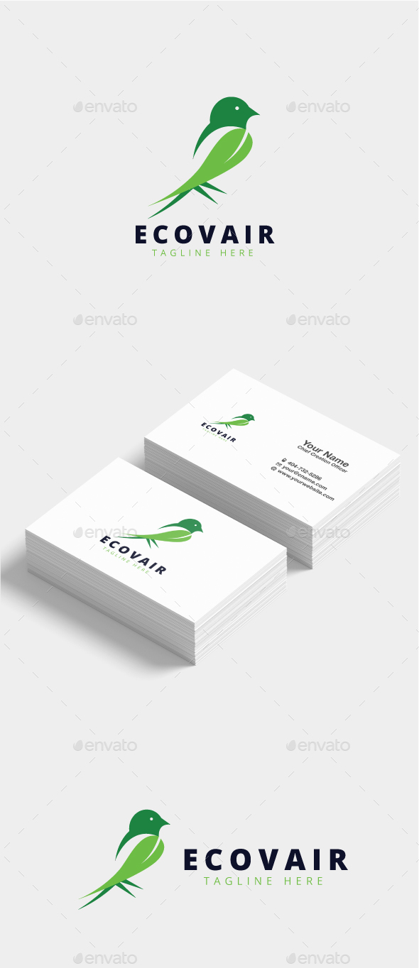 Ecovair Green Bird Logo - Animals Logo Templates