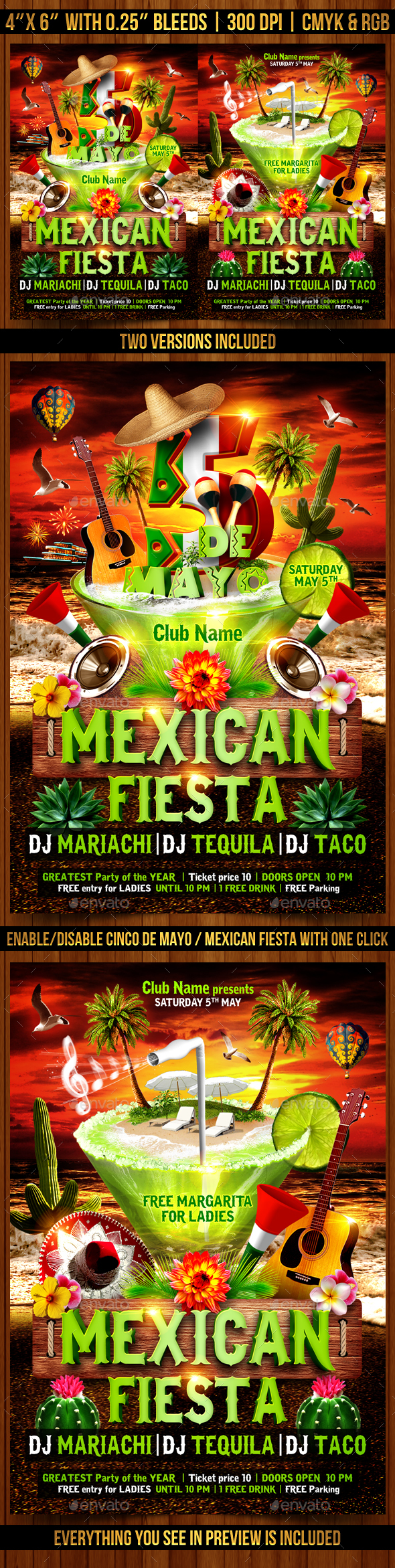 Cinco de Mayo and Mexican Fiesta Flyer - Clubs & Parties Events