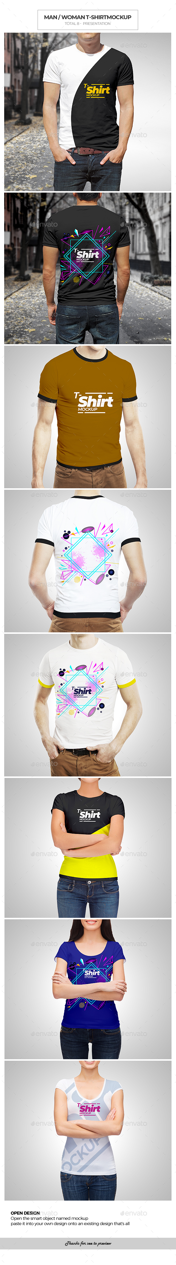 Man / Woman T-shirt Mockup - T-shirts Apparel