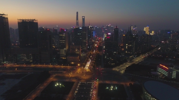 Shanghai Skyline at Twilight alt