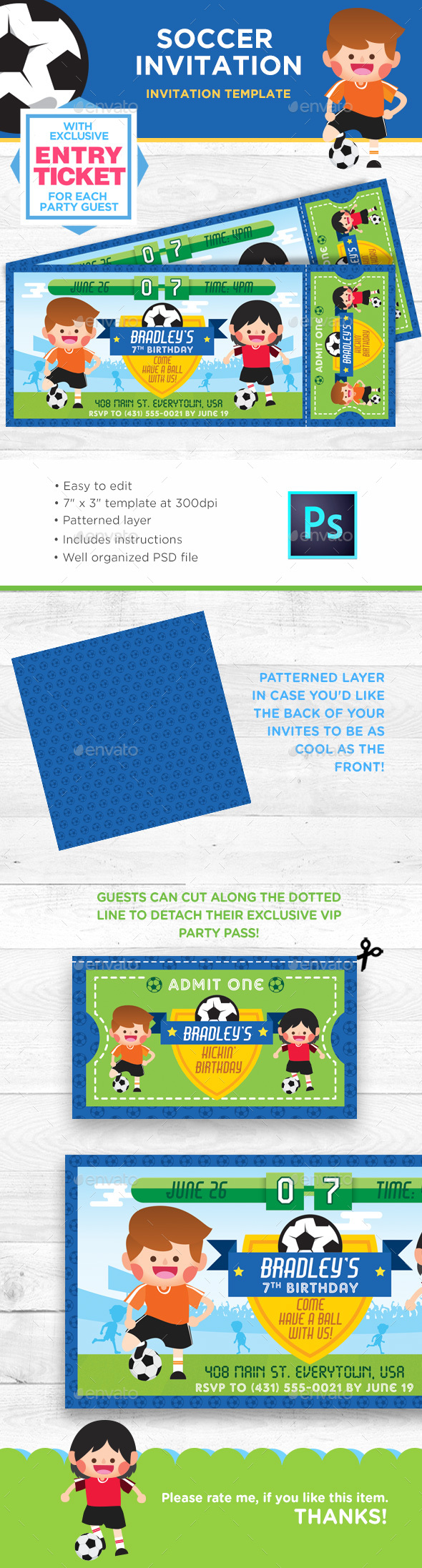 Soccer Kids Birthday Invitation - Birthday Greeting Cards