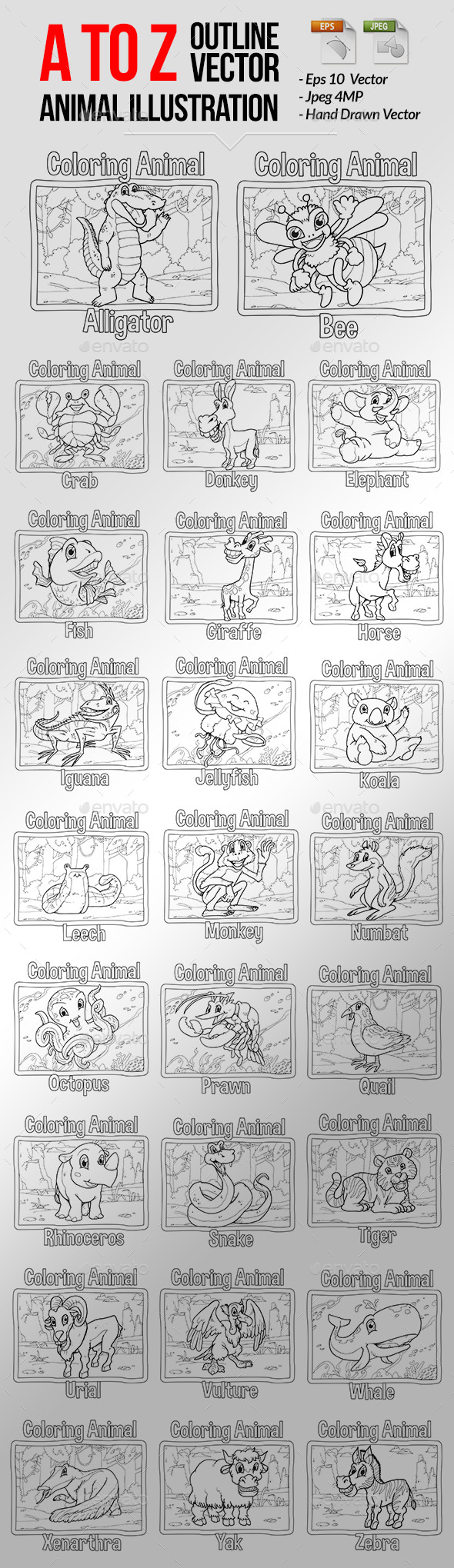 A to Z Animal Vector - Animals Characters
