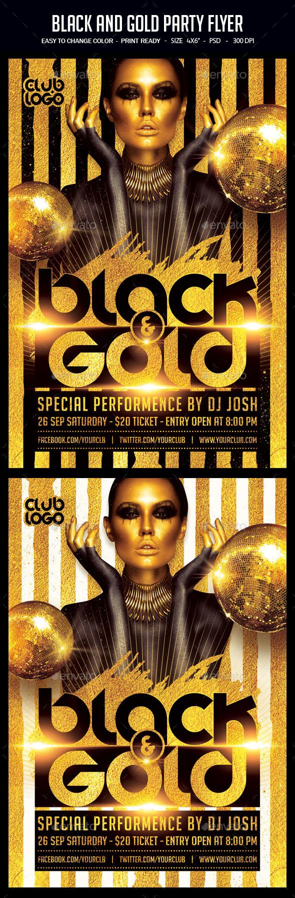 Black And Gold Party Flyer - Clubs & Parties Events