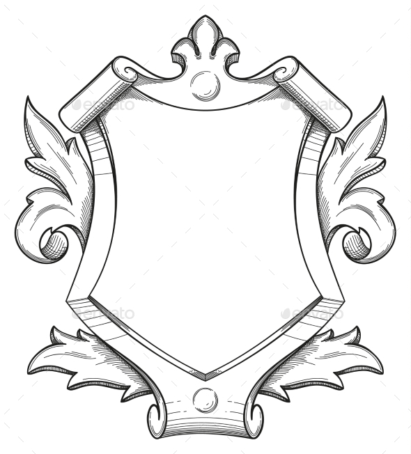 Baroque Shield Drawing - Miscellaneous Vectors