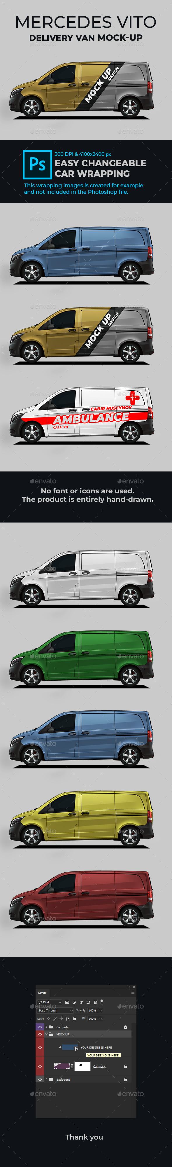 Mercedes Vito Delivery Van Mock-Up - Vehicle Wraps Print