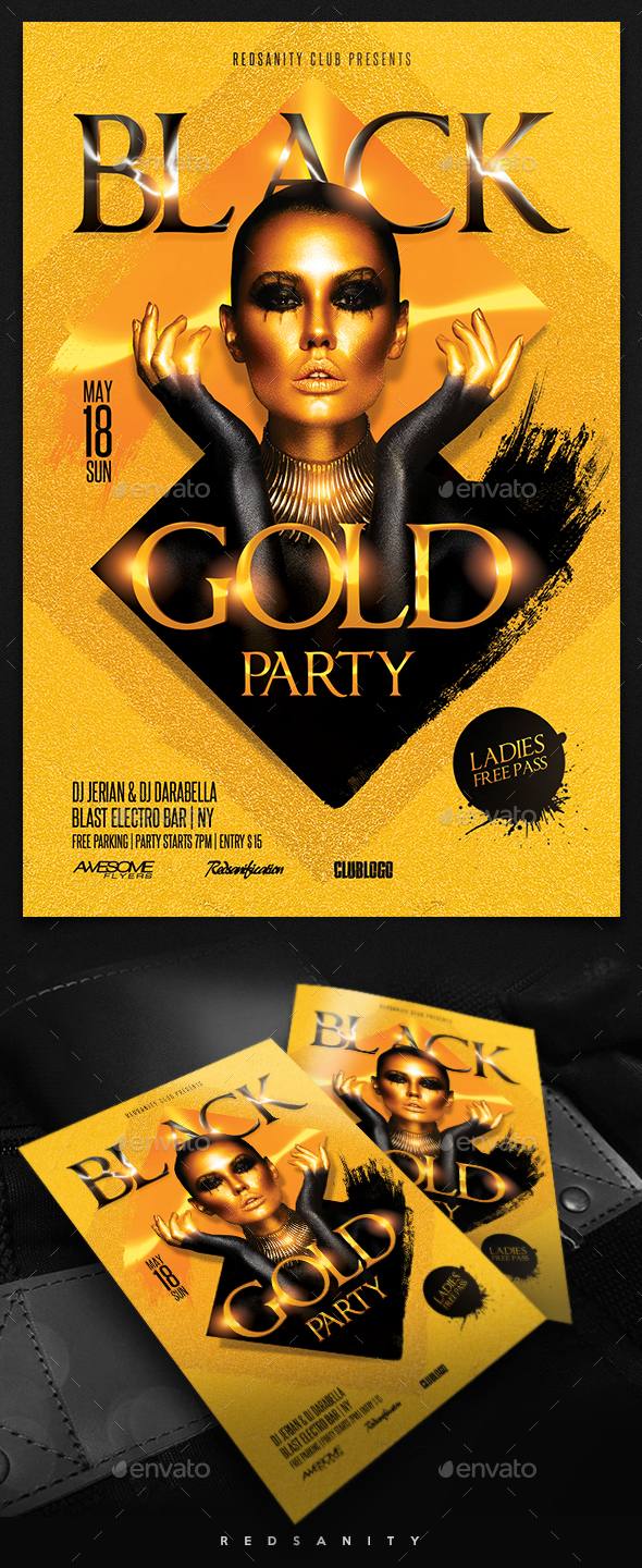 Black Gold Party Flyer - Clubs & Parties Events