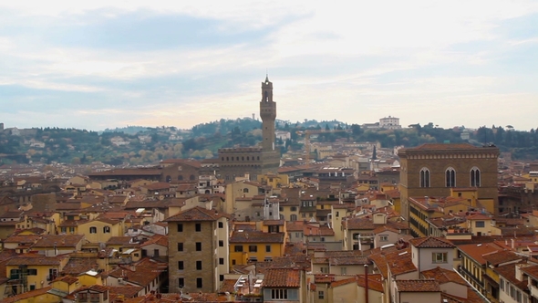 Beautiful Florentine Landscape with Palazzo Vecchio and the Red Roofs
