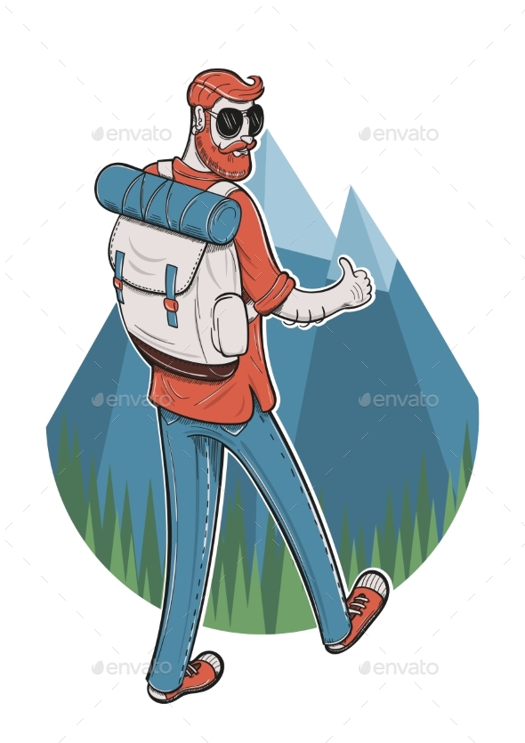 Young Man Trekking - Travel Conceptual