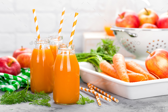 Fresh carrot and apple juice - Stock Photo - Images