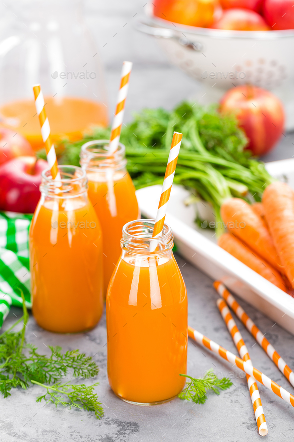 Fresh carrot and apple juice - Stock Photo - Images
