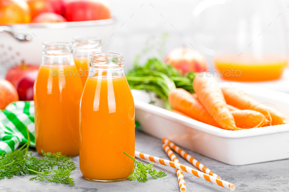 Fresh carrot and apple juice - Stock Photo - Images