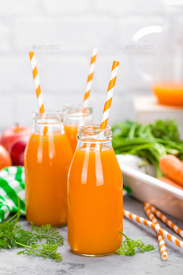 Fresh carrot and apple juice - Stock Photo - Images