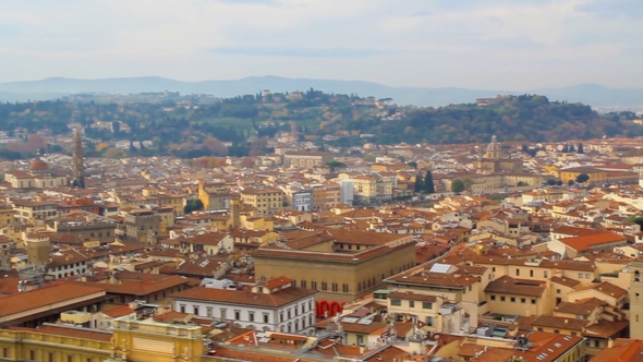 Beautiful Florentine Landscape. City Views and Red Roofs of Florence, Italy