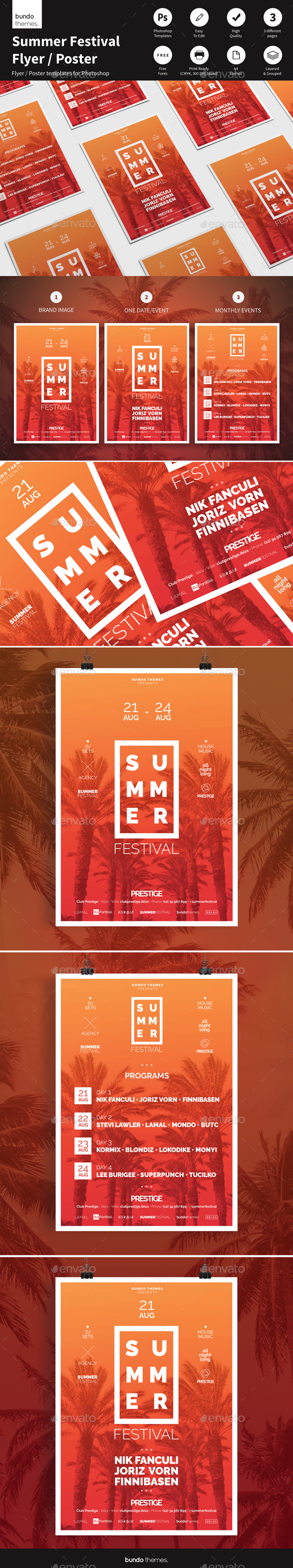 Summer Festival Flyer / Poster - Concerts Events