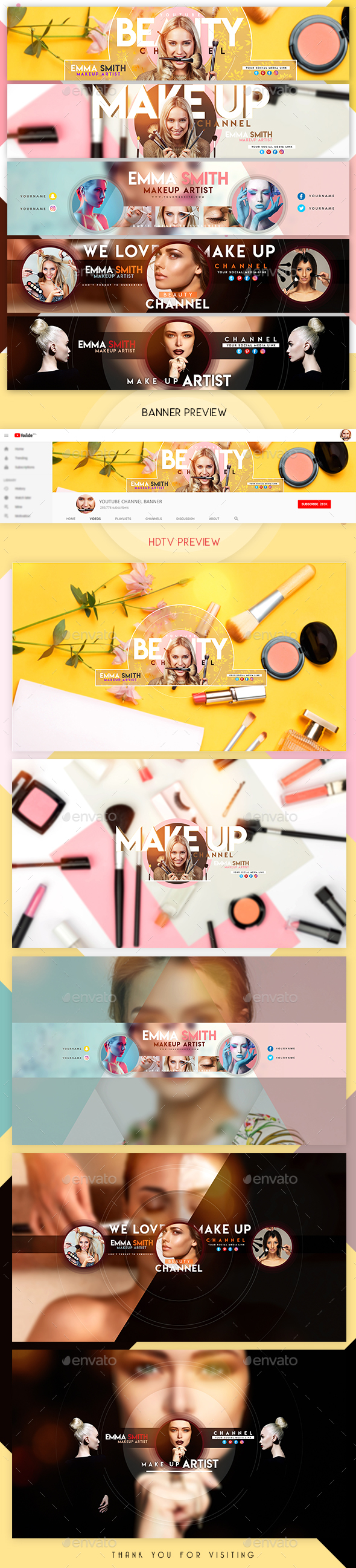 Creative Beauty YouTube Banners - YouTube Social Media