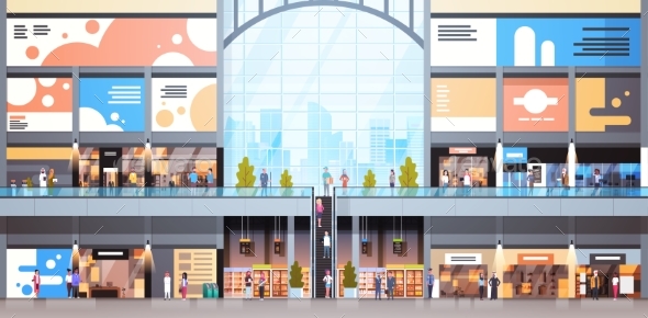 Modern Shopping Mall Interior With Many People by prostockstudio ... Modern Shopping Mall Interior With Many People by prostockstudio ...
