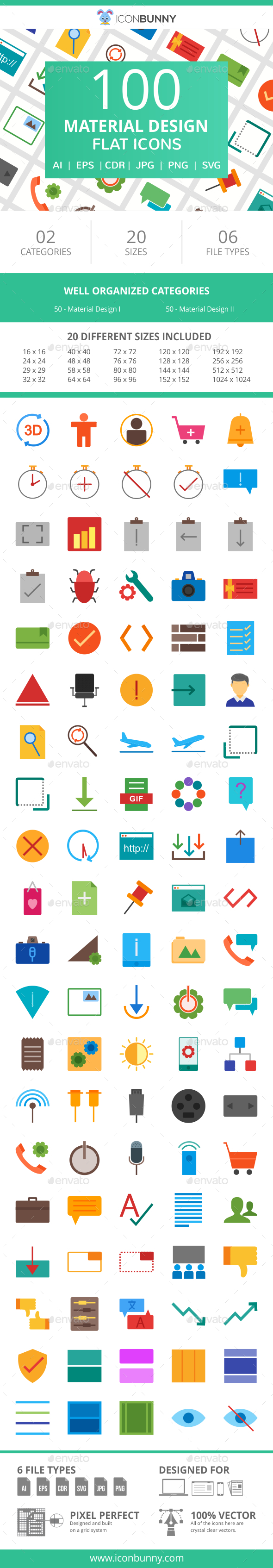 100 Material Design Flat Icons - Icons