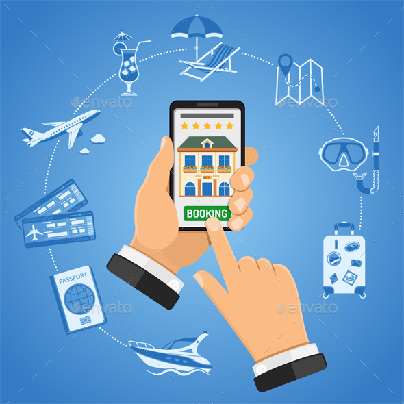 Online Booking Hotel - Travel Conceptual