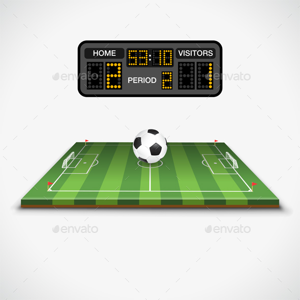 Soccer Field, Ball and Scoreboard - Sports/Activity Conceptual